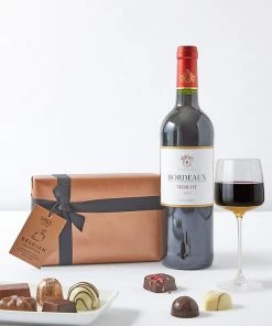 Promo ✔️ Hampers & Food Gifts Red Wine & Belgian Chocolates Gift Selection 👏