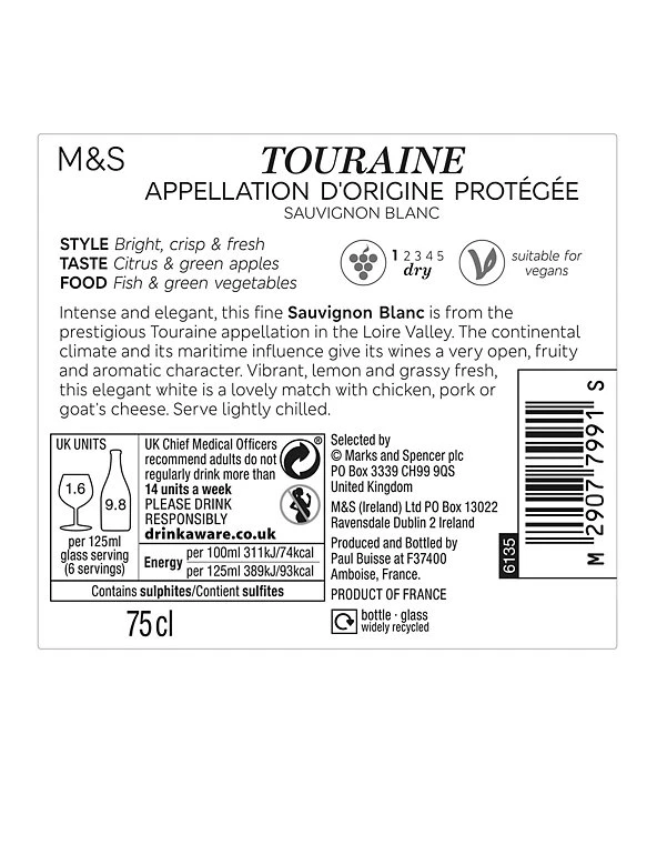 Best Sale βοΈ M&S Classics White Wine Touraine Sauvignon - Case Of 6 π 5 Best Sale βοΈ M&S Classics White Wine Touraine Sauvignon - Case Of 6 π - Image 3